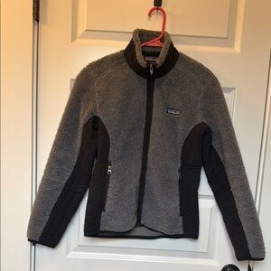 Patagonia Gray and Black Sherpa Fleece Jacket